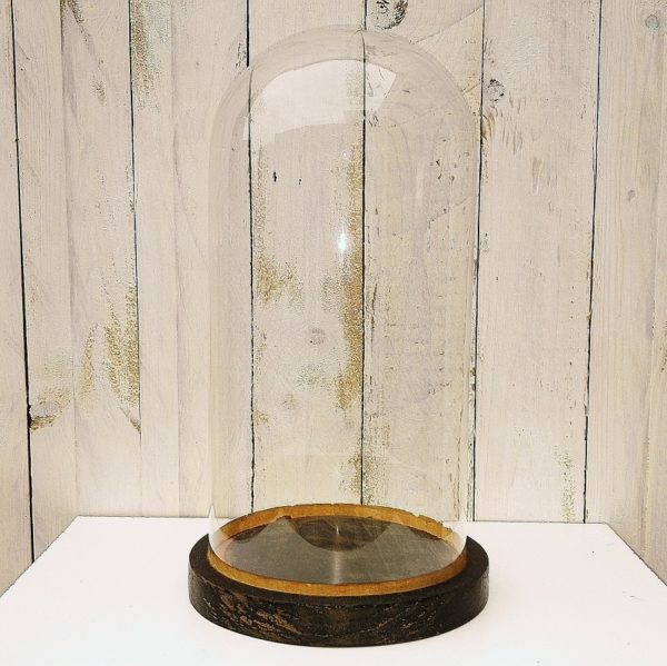 Globe de mariée en verre soufflé et socle en bois noirci d'époque Napoléon III. Idéal pour mettre en valeur tous types d'objets et de décors.
