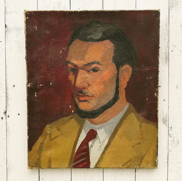 Portrait intitulé Dr X et daté de 1955 à Bormes les mimosas, châssis en bois et toile. Peinture à l'huile. Quelques manques de peintures, quelques petites tâches. Dans son jus Dimensions : 38 x 45,5 cm