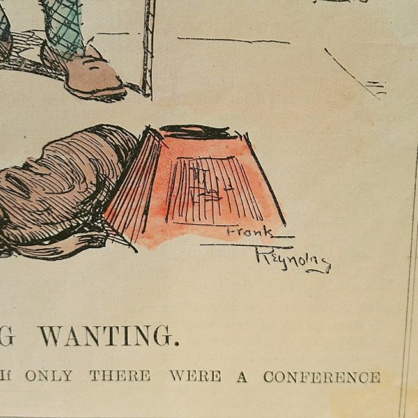 Illustration par Frank Reynolds pour le journal Punch, datée du 10 janvier 1923, représentant Mrs Lloyd George. Issue d'une page du journal punch. Marie jeanne en bon état. Petites tâches sans gravité. 35,5 x 28,5 cm