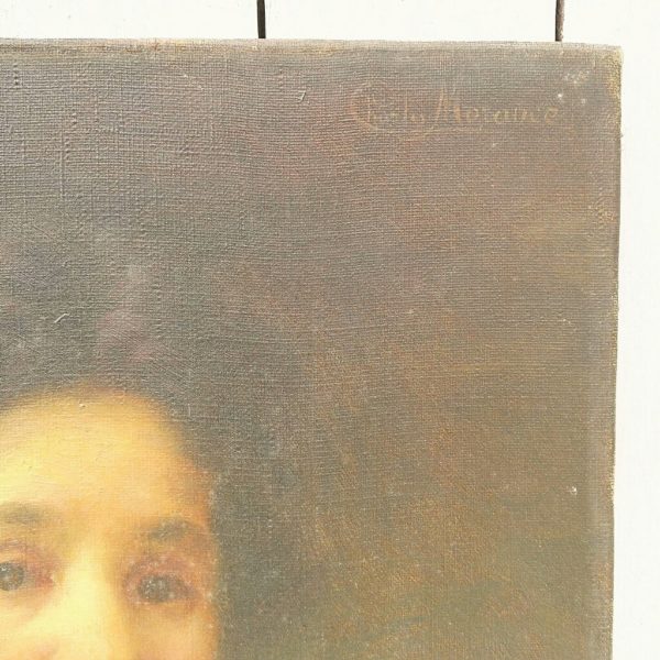 Portrait huile sur toile d'une femme bourgeoise par Charles Morancé. Datant du début XXe. Signé en haut à droite.  Quelques petites tâches. Bon état général Dimensions : 37,5 x 45,5 cm