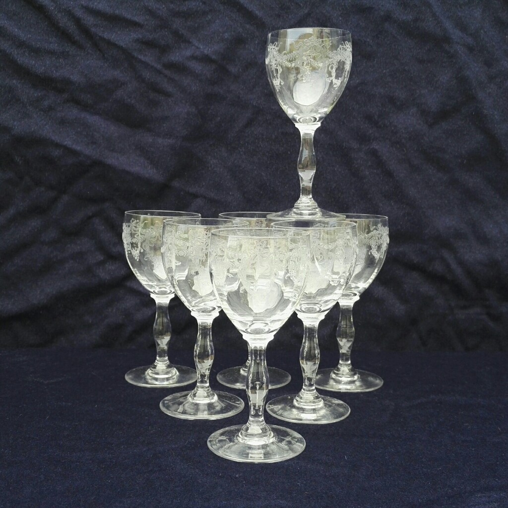 7 verres à vin rouge en cristal vintage - Art de la Table