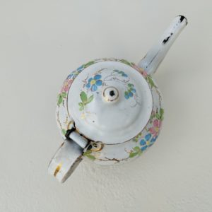 Théière Japy En Tôle émaillée à Décor Floral - Hauteur 15,8 Cm - Occasion