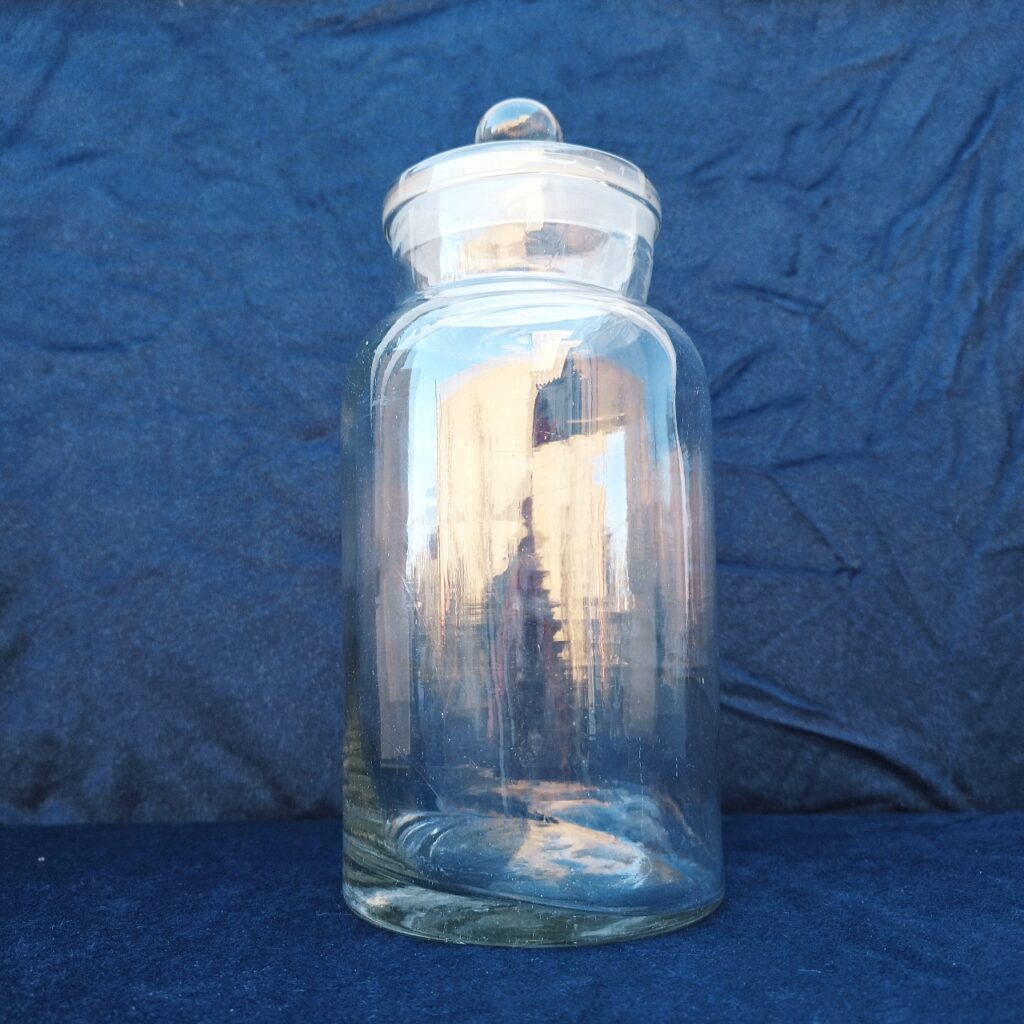 Ancien Bocal à Bonbons Borgonovo Italy – Verre Jaune Vintage – Hauteur 20 Cm