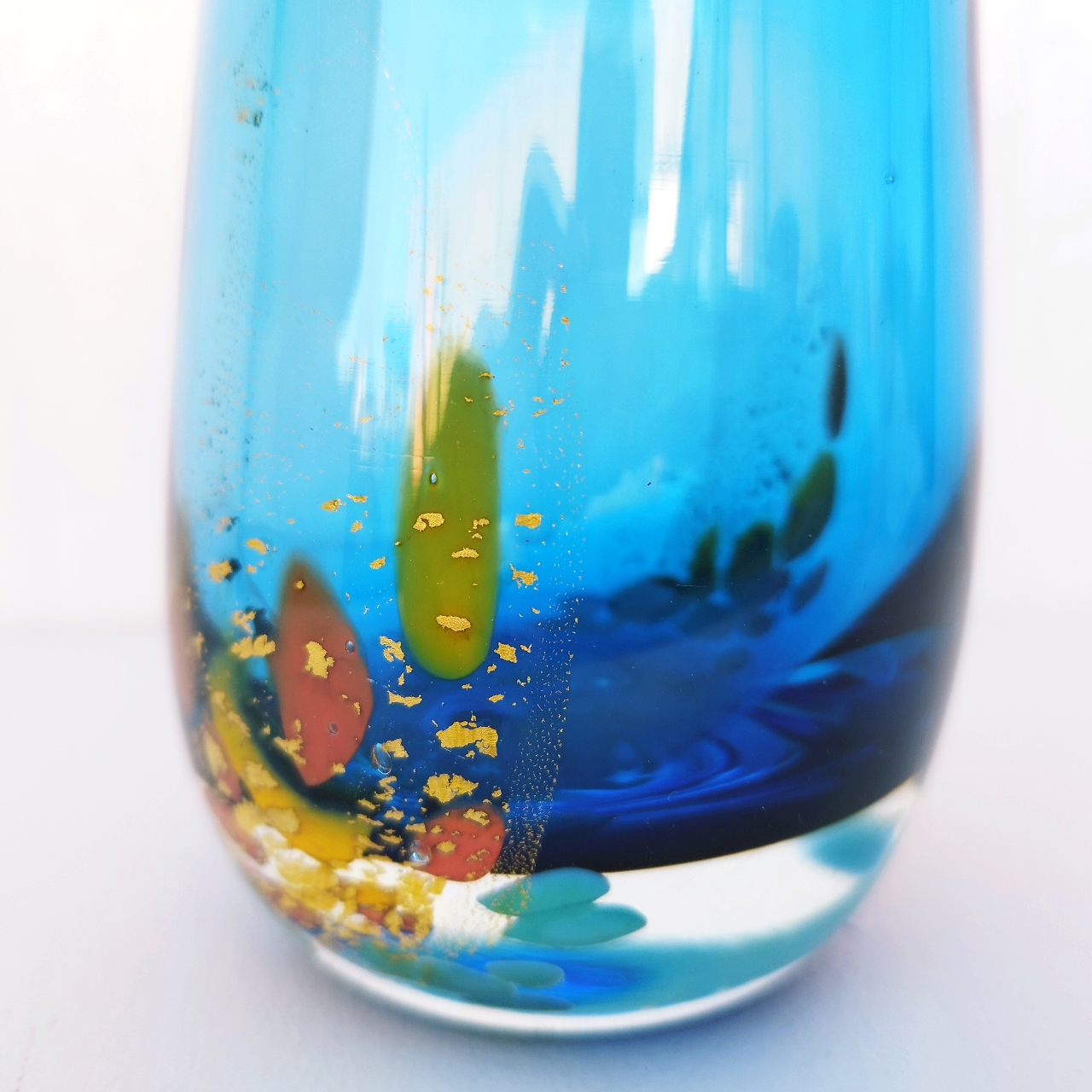 Vase petite bouteille en verre teinté bleu - RETIF