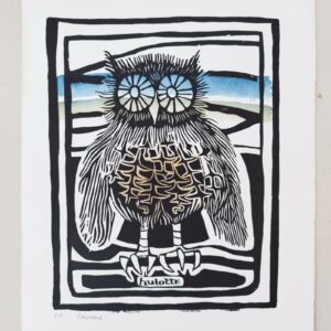 Lithographie épreuve d'artiste originale représentant une chouette Hulotte, signée de l'artiste J. Etienne. Petites taches sans gravité. Très bon état Dimensions : 25 x 32,5  cm