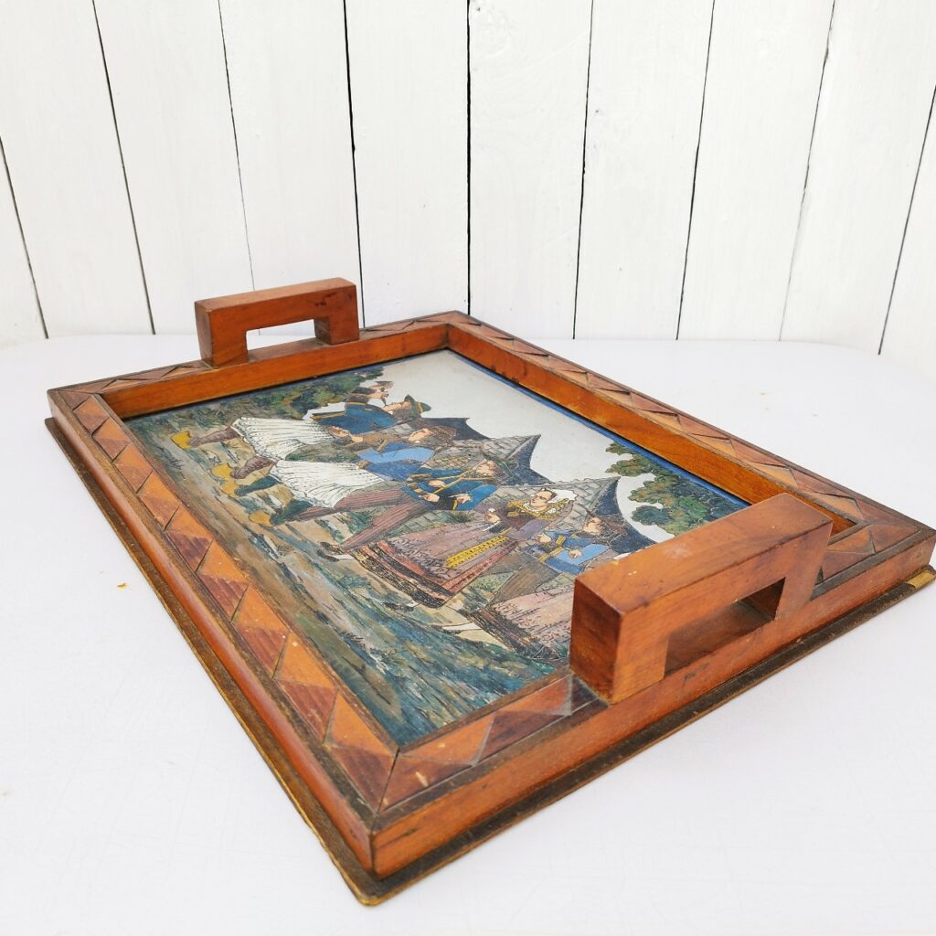 Plateau En Bois Fait Main, Motif Coq, Couleur Jaune, Pour Service Ou Déco