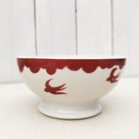ANCIEN GRAND BOL sur pied douche en faience blanche estampillé ? EUR 35