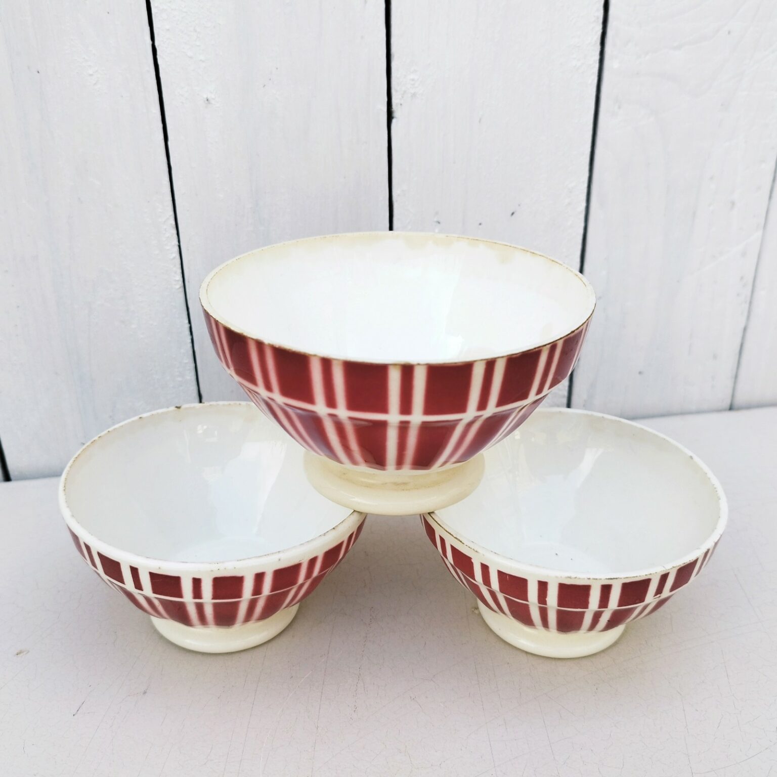 Lot De 2 Bols Rétro Digoin – Porcelaine Blanche à Motifs Floraux – Vintage France