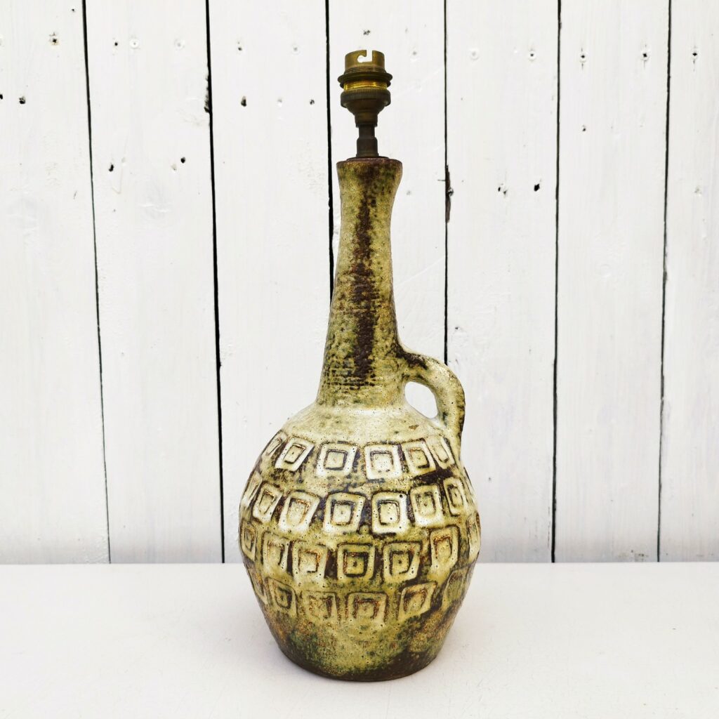 Pied de lampe céramique effet marbre vert