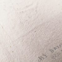 Lithographie originale de Pierre-marie Brisson au décor abstrait sur papier très épais et gaufré. Des petites taches et rousseurs , un accroc sur le bord haut. Une inscription sur l'arrière au crayon de papier. Bon état général. Dimensions : 56,5 x 44,5 cm