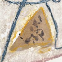 Lithographie originale de Pierre-marie Brisson au décor abstrait sur papier très épais et gaufré. Des petites taches et rousseurs , un accroc sur le bord haut. Une inscription sur l'arrière au crayon de papier. Bon état général. Dimensions : 56,5 x 44,5 cm