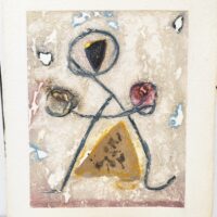 Lithographie originale de Pierre-marie Brisson au décor abstrait sur papier très épais et gaufré. Des petites taches et rousseurs , un accroc sur le bord haut. Une inscription sur l'arrière au crayon de papier. Bon état général. Dimensions : 56,5 x 44,5 cm