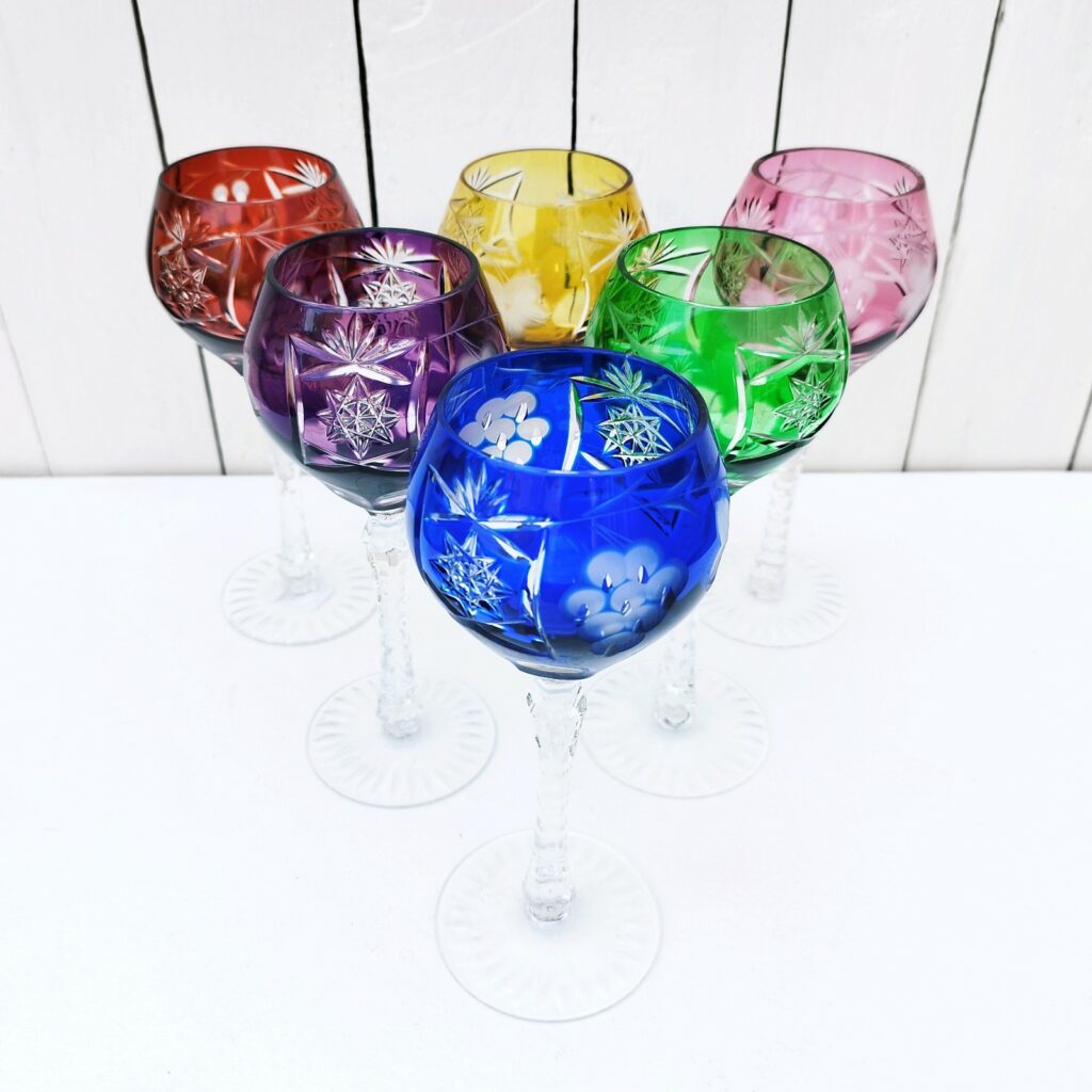 Coffret De 6 Verres à Vin En Cristal Colorés - Multicolore - Occasion