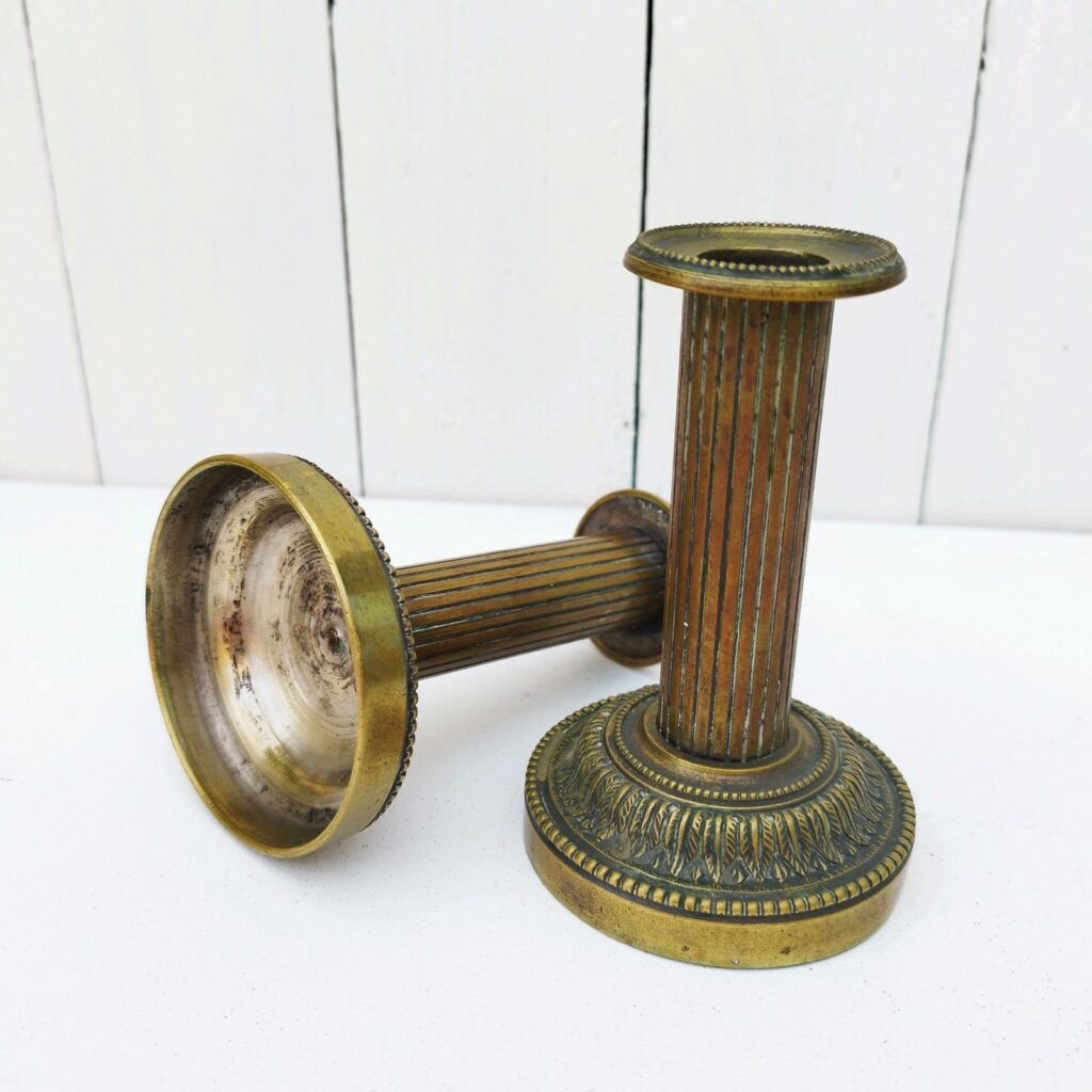Paire De Bougeoirs Vintage En Bronze Doré - Déco Rétro - Occasion