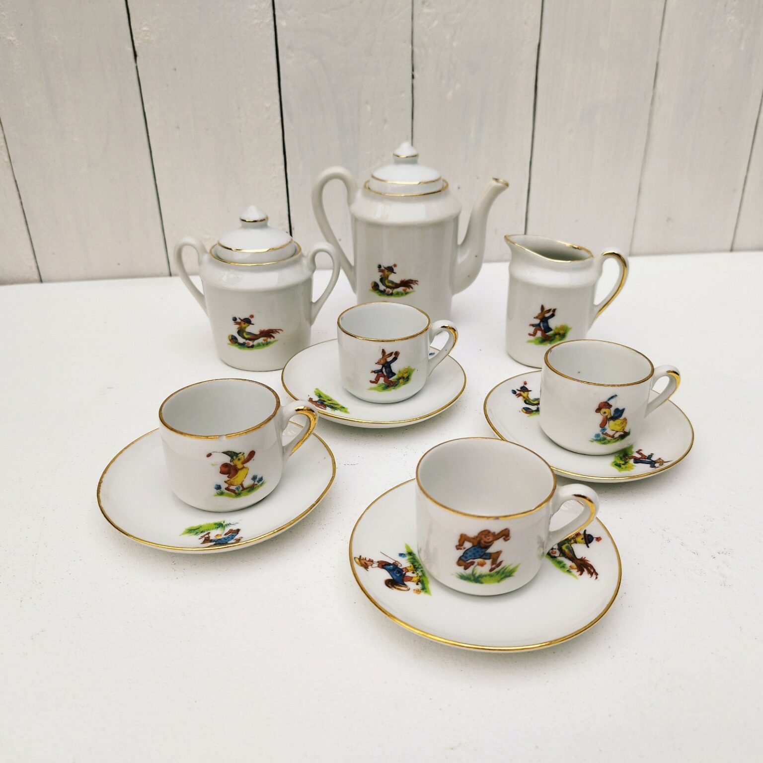 ANCIENNE DINETTE SERVICE CAFE PORCELAINE ART DECO JOUET JEUX
