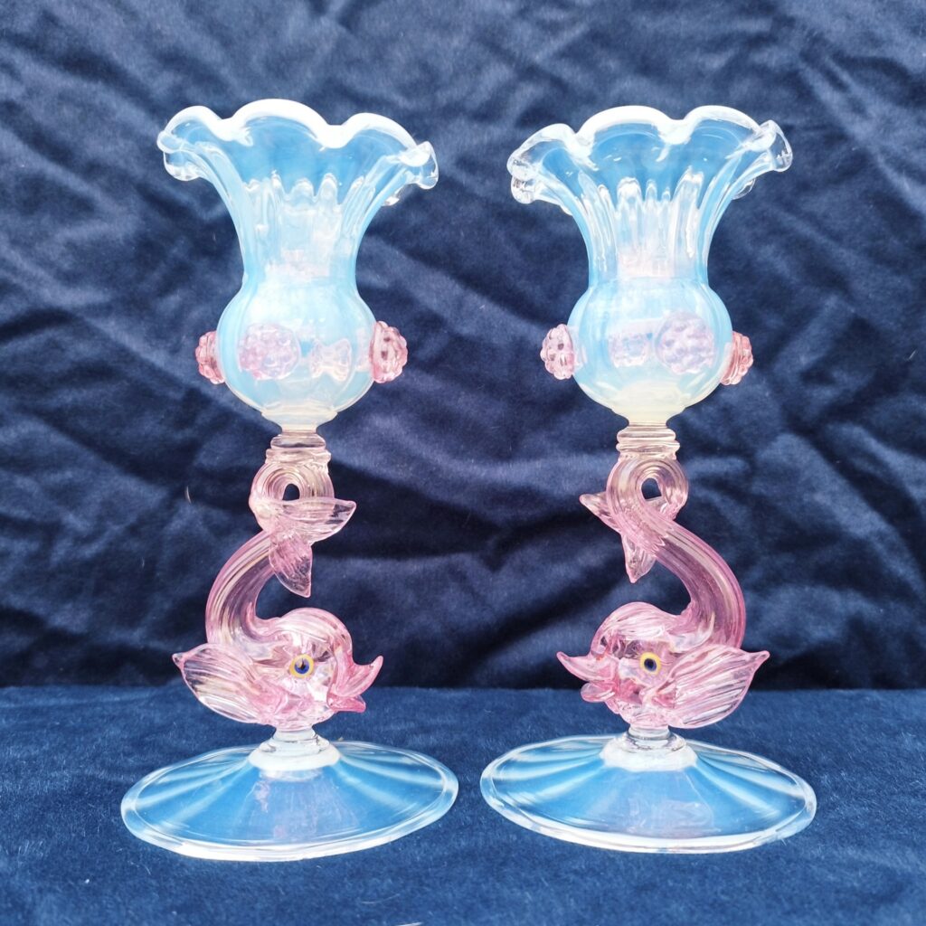 Bougeoir Dragon En Verre De Murano, Style Vénitien, Pièce Unique D'occasion