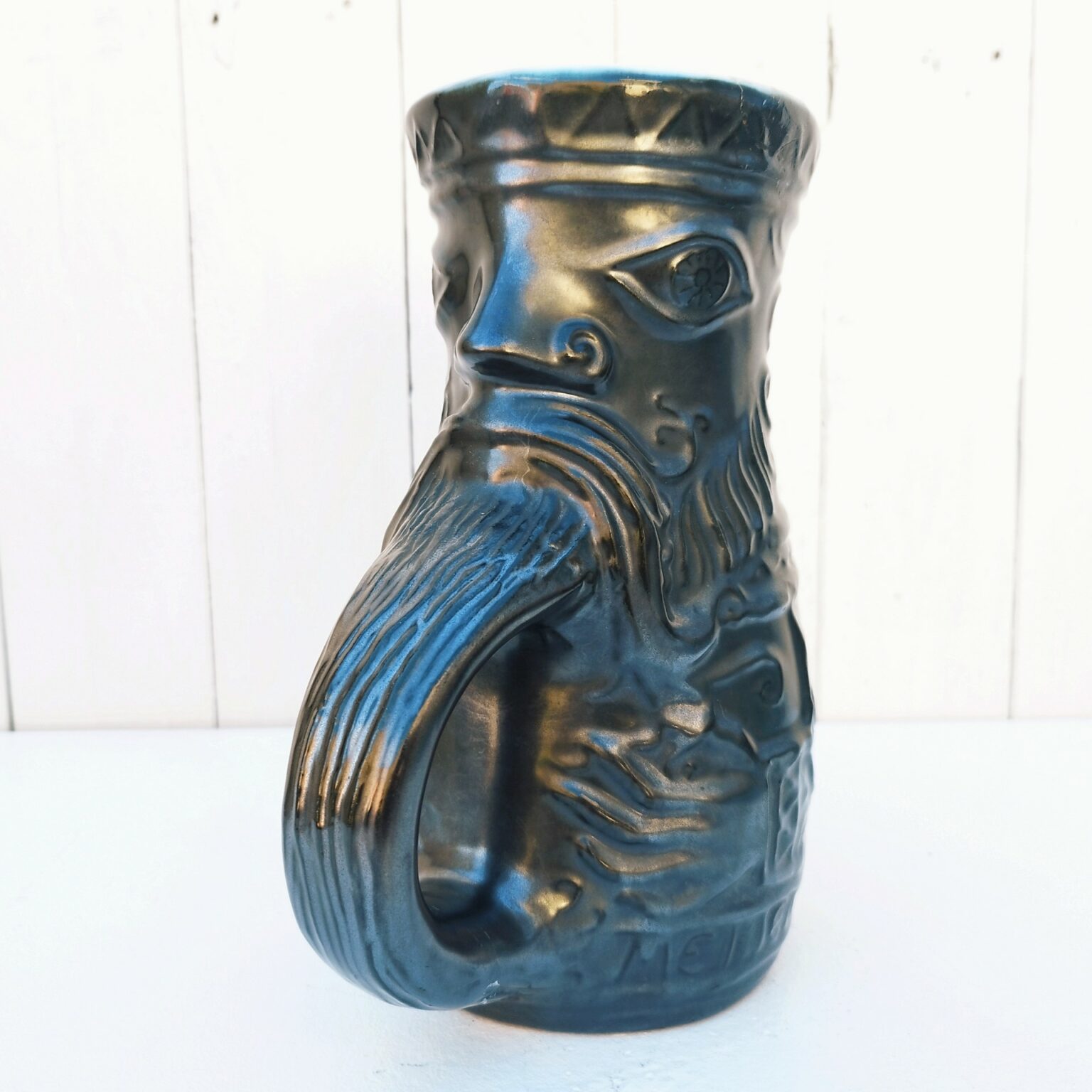 Vase Pichet Décoratif Style Grec Antique - Céramique Noire Fait Main, Or 24 Carats, Occasion