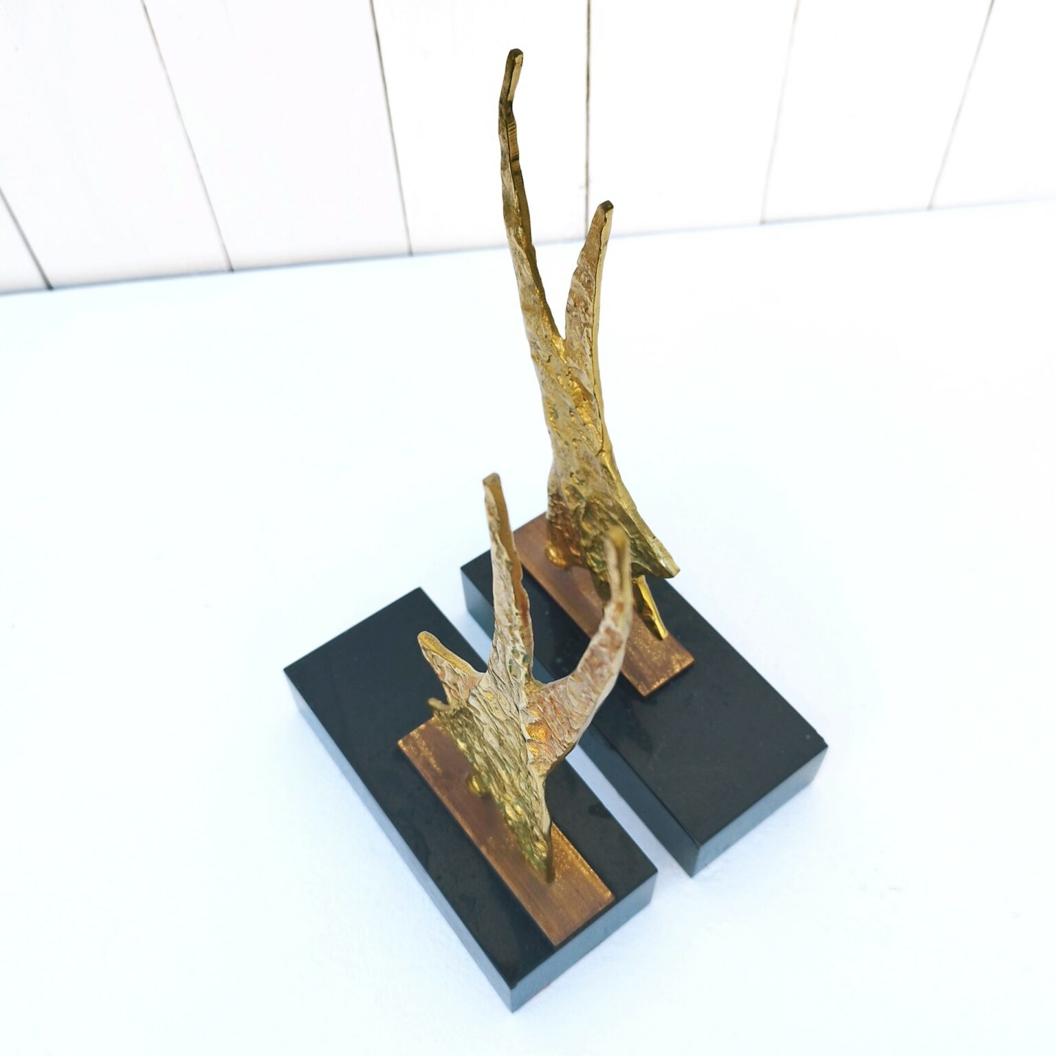 Serre-livres Ancien Bronze – Faons Dorés, Style Animalier, Fait Main, Bon état