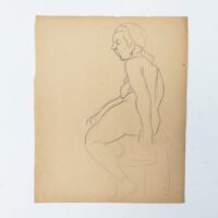 Lot de 9 dessins d'étude représentant des nus. Dessins effectués à la mine de plomb Des petites déchirures sur les pourtours des feuilles, des petites taches. Papier jauni. Idéal pour une accumulation Bon état général. Dimensions : 28,5 x 23 cm