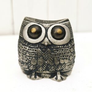 Chouette en fonte d'aluminium, signée Jarc, vintage