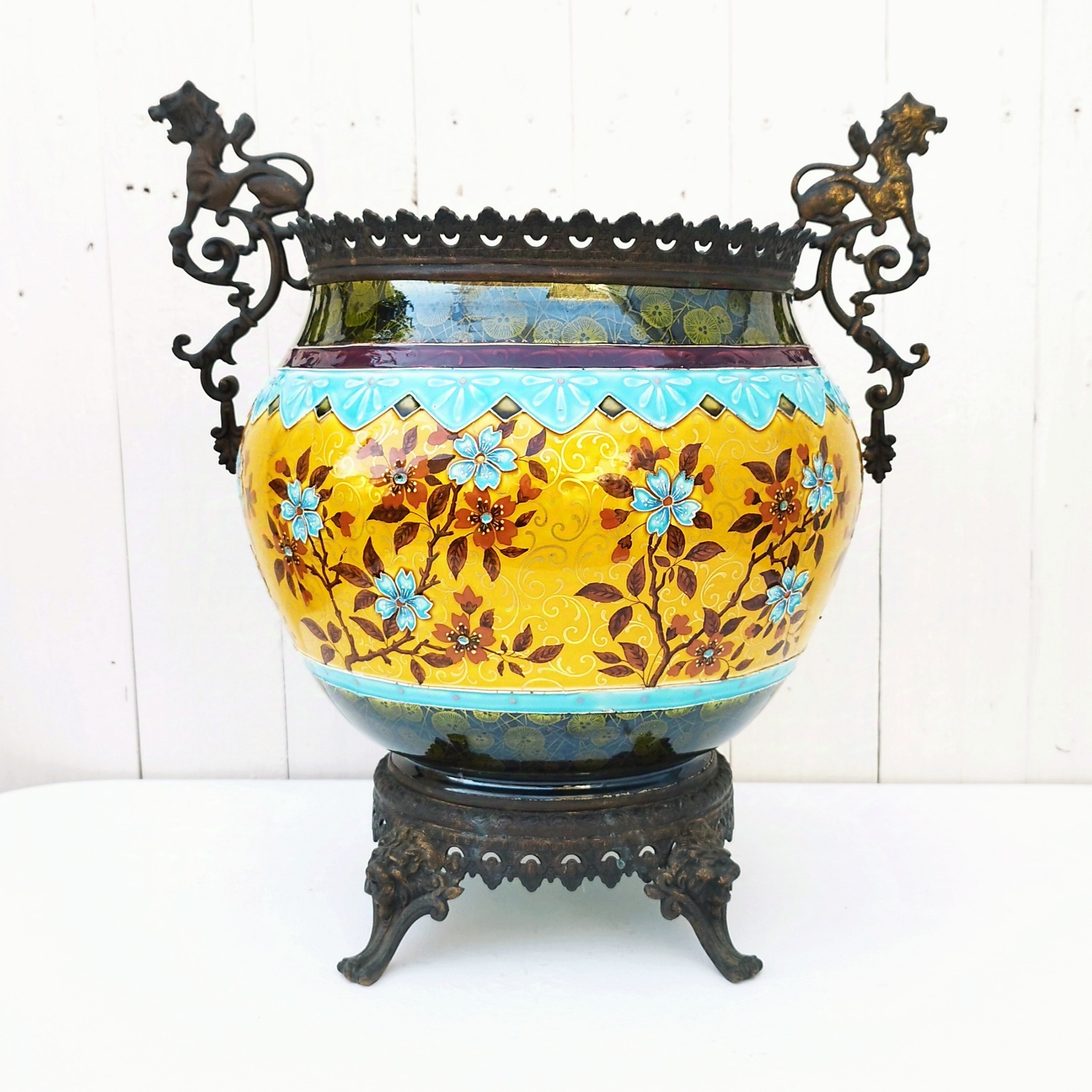 Grand cache pot en céramique, Sarreguemines, vintage – Image 9