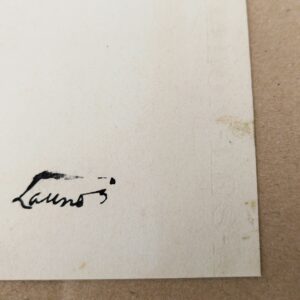 Encre de chine réalisée par Jean Launois dans sa période Algéroise. Représentant deux prostituées ouvrant la porte à un homme costumé. Encre de chine effectuée sur papier canson. Des petites taches sans gravité , papier légèrement jauni. Bon état général. Dimensions : 31,5 x 23,5 cm