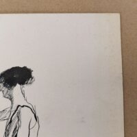Encre de chine réalisée par Jean Launois dans sa période Algéroise. Représentant deux prostituées ouvrant la porte à un homme costumé. Encre de chine effectuée sur papier canson. Des petites taches sans gravité , papier légèrement jauni. Bon état général. Dimensions : 31,5 x 23,5 cm