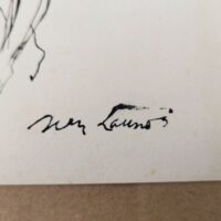 Encre de chine réalisée par Jean Launois dans sa période Algéroise. Représentant deux prostituées ouvrant la porte à un homme costumé. Encre de chine effectuée sur papier canson. Des petites taches sans gravité , papier légèrement jauni. Bon état général. Dimensions : 31,5 x 23,5 cm