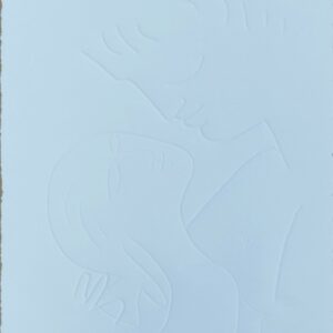  Le couple, Gravure sur bois par gaufrage d'après Jean Cocteau Signée dans la planche en vélin Colombe pur coton. Edition réalisée à 1000 exemplaires en 1992  destinée à faire découvrir les oeuvres de Cocteau aux personnes malvoyantes. Chaque gravure est numérotée en braille. Excellent état Dimensions : 31,5  x 24 cm