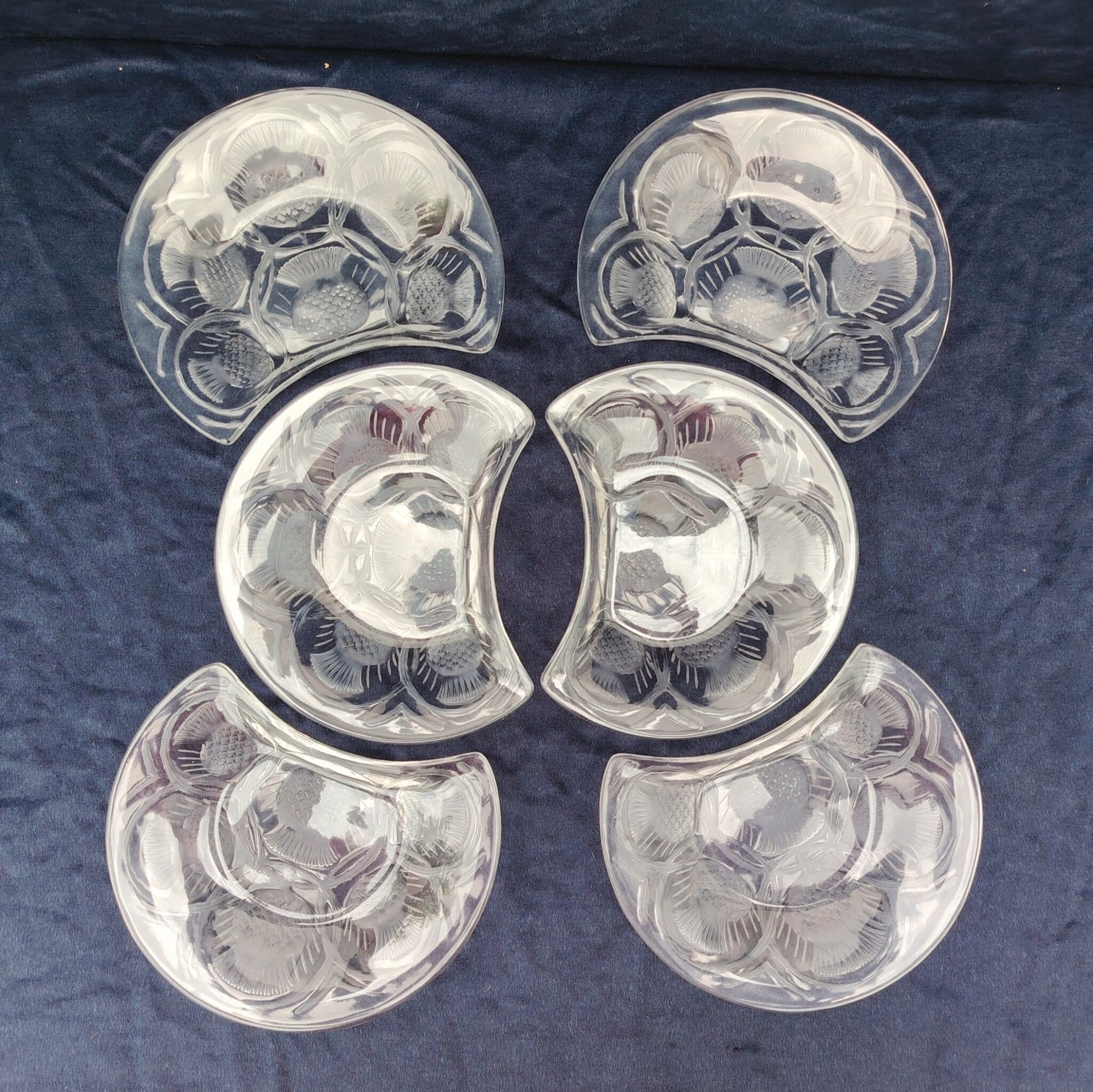 7 anciennes assiettes cristal Lalique modèle Honfleurs