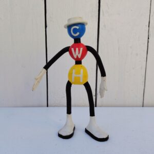 Ancienne figurine publicitaire pour une entreprise allemande des années 60. Figurine flexible. Couleurs très vives. Très bon état Hauteur : 14,5 cm