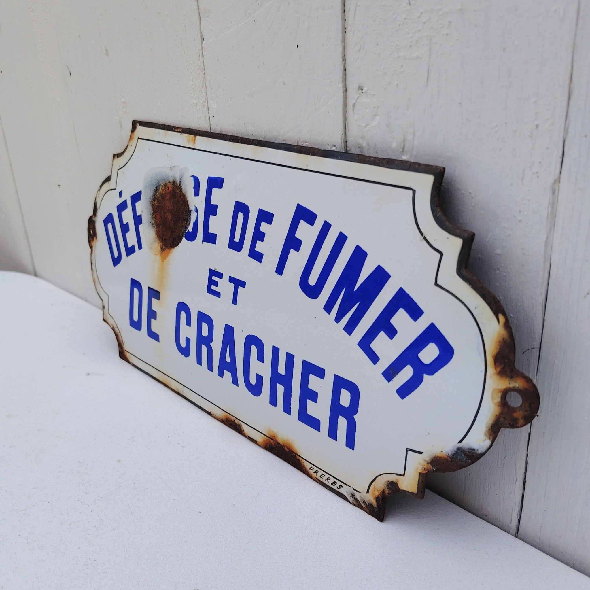 Plaque émaillée bombée, défense de fumer,Japy Frères – Image 2