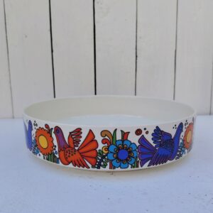 Grand plat de service en porcelaine , Villeroy & Boch modèle Acapulco. Légères traces d'usage. Très bon état Hauteur : 6 cm Diamètre : 24,5 cm